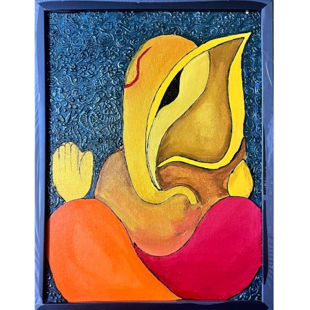 Handcrafted Abstract Ganpati Canvas Painting for Modern Decor